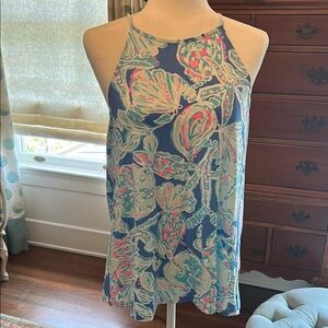 Lilly Pulitzer Floral Halter Top in Blue and Pink